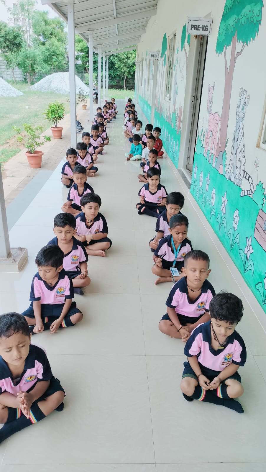 RVK – Davangere students of Grade 1 to 4 Observes 12th International Yoga Day (1)